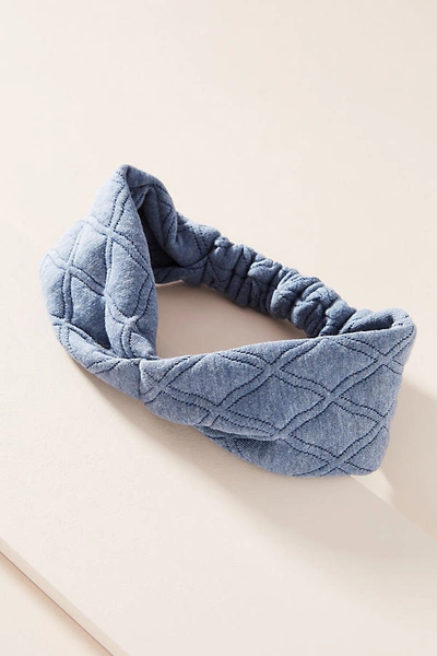 Anthropologie Quilted Twist Headband In Blue