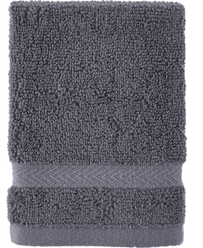 Tommy Hilfiger Modern American Solid Cotton Washcloth, 13" X 13" In Steel Grey