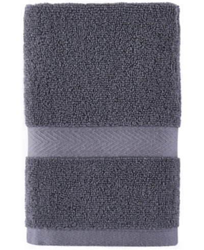 Tommy Hilfiger Modern American Solid Cotton Hand Towel, 16" X 26" Bedding In Steel Grey