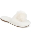 Journee Collection Nightfall Faux Fur Pompom Slipper In Cream