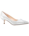 Nina Sawyer Kitten-heel Pumps Women's Shoes In Silver Reflective Suedette