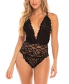 Oh La La Cheri Plus Size Jeana Lace Lingerie Teddy With Multi-strap Back In Black