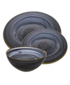 Classic Touch 12 Piece Alabaster Dinnerware Set In Black