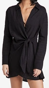 L*space Daydream Side Tie Tunic Cover-up Dress In Black