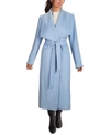 Cole Haan Plus Size Belted Wool Wrap Coat In Ice Blue