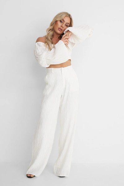 Angelica Blick X Na-kd Structured Relaxed Pants - Offwhite In Off White