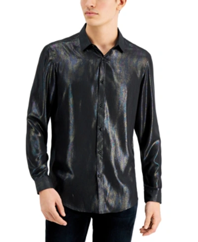 Inc International Concepts Men's Zenith Iridescent Shirt, Created For Macy's In Black Combo