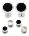 OX & BULL TRADING CO. MEN'S DOUBLE SIDED ROUND BEVELED CUFFLINK AND STUD SET