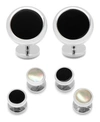 Ox & Bull Trading Co. Men's Double Sided Round Beveled Cufflink And Stud Set In Black