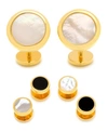 OX & BULL TRADING CO. MEN'S DOUBLE SIDED ROUND BEVELED CUFFLINK AND STUD SET