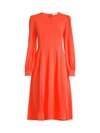TORY BURCH WOMEN'S LONG-SLEEVE CREPE FLARE DRESS,0400011558795