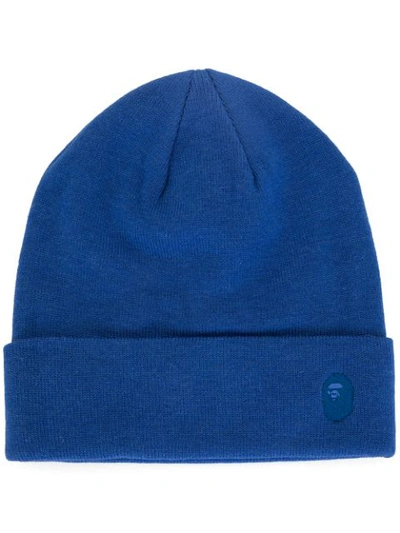 A Bathing Ape Embroidered Logo Beanie In Blue