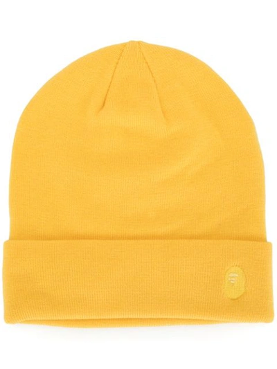 A Bathing Ape Embroidered Logo Beanie In Yellow