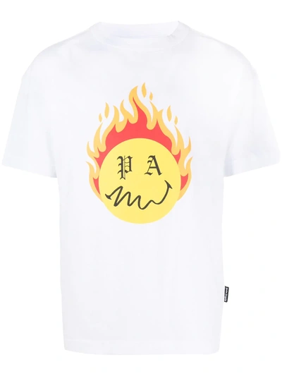 Palm Angels Burning Head Tee White Yellow In White