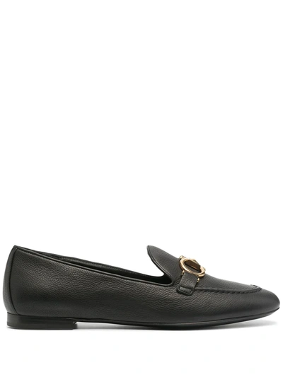 Ferragamo Gancini-plaque Loafers In Black