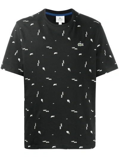 Lacoste Logo Print T-shirt In Black