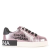 DOLCE & GABBANA DOLCE & GABBANA PINK MINI ME METALLIC LEATHER TRAINERS,D10806-AN442-8B400