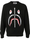 A BATHING APE SHARK MOTIF CREW-NECK SWEATSHIRT