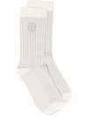 BRUNELLO CUCINELLI INTARSIA-KNIT LOGO SOCKS