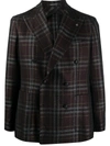 TAGLIATORE DOUBLE-BREASTED CHECKED BLAZER