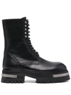 ANN DEMEULEMEESTER CHUNKY LACE-UP LEATHER BOOTS