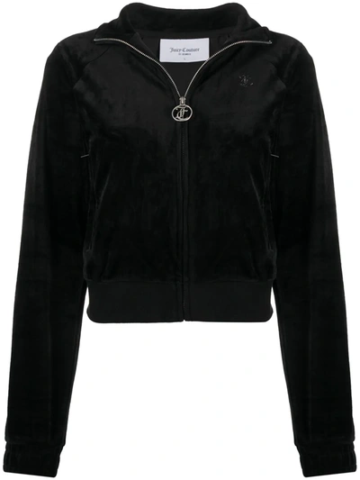 Juicy Couture Tanya Zip-up Velour Sweatshirt In Black