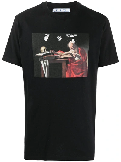 Off-white Caravaggio Painting Crew-neck T-shirt In Black
