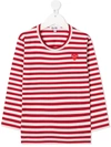Comme Des Garçons Play Kids Red & White Heart Long Sleeve T-shirt In Red