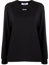 Msgm Black Impact Mini Logo Long Sleeve T-shirt In Black