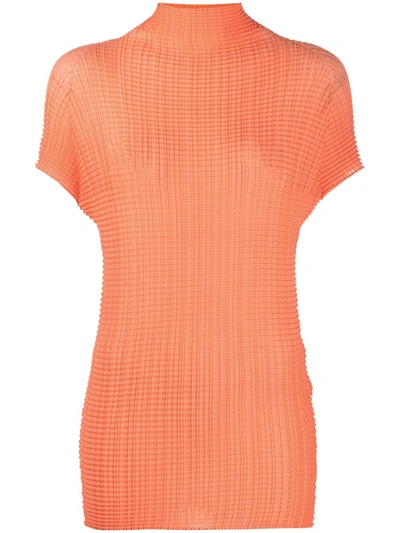 Issey Miyake Plissé T-shirt In Orange