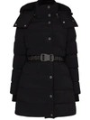 BURBERRY LOGO-BELT HOODED PUFFER COAT