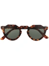 Lesca Pica Flat-top Round-frame Sunglasses In Braun