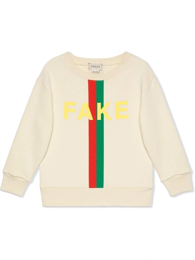 Gucci Kids' Children's 'fake/not' Print Sweatshirt In White