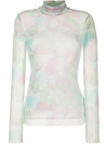 GANNI SHEER ROLL-NECK TOP