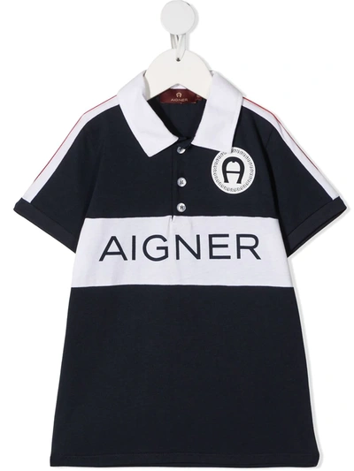 Aigner Kids' Logo印花polo衫 In Blue