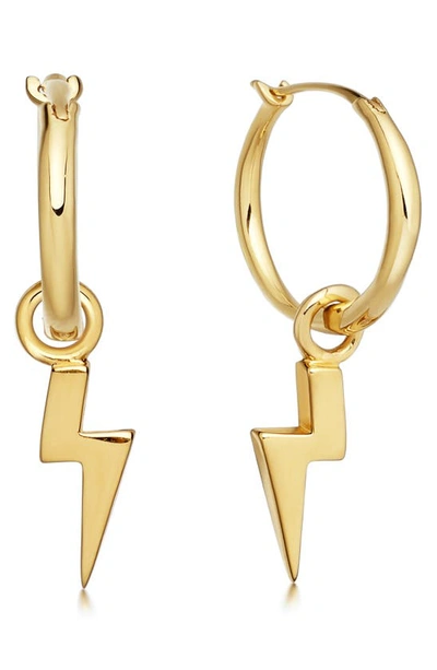 Missoma Lightning Charm Hoop Earrings 18ct Gold Plated Vermeil In Gunmetal