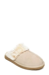 Minnetonka Sondra Scuff Womens Faux Fur Slip On Slide Slippers In Stone Suede