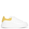 ALEXANDER MCQUEEN WHITE AND YELLOW PRINTED SUEDE CLASSIC SNEAKERS