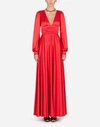 Dolce & Gabbana Draped Silk Evening Gown In Red