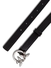 PINKO LEATHER BELT WITH LOVE BIRDS BUCKLE