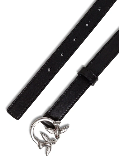 Pinko Leather Belt With Love Birds Buckle In Black