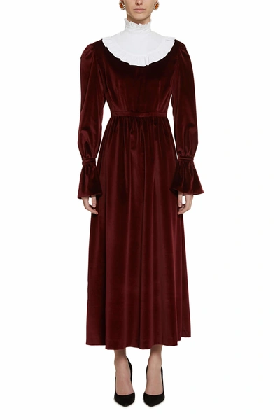 Amotea Ophelia Red Velvet Dress In Burgundy