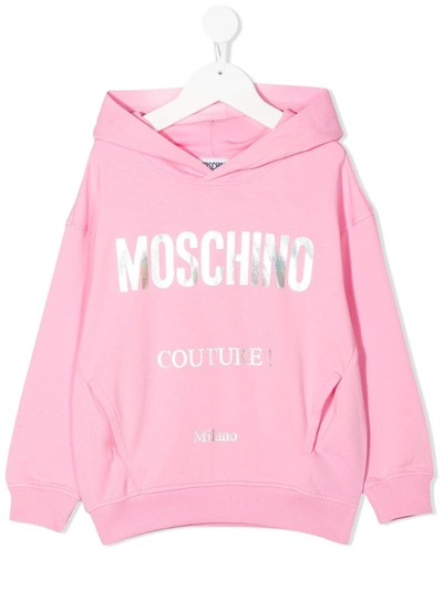 Moschino Kids' Logo-print Hoodie In Pink
