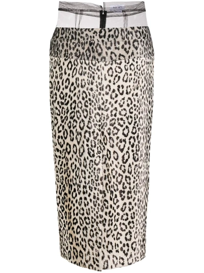 Act N°1 Leopard-print Midi Skirt In White