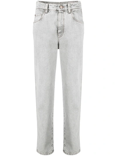 Brunello Cucinelli Vintage Wash Straight-leg Denim Jeans In Grey