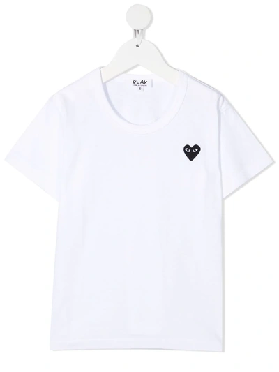 Comme Des Garçons Play Kids' Logo刺绣t恤 In White