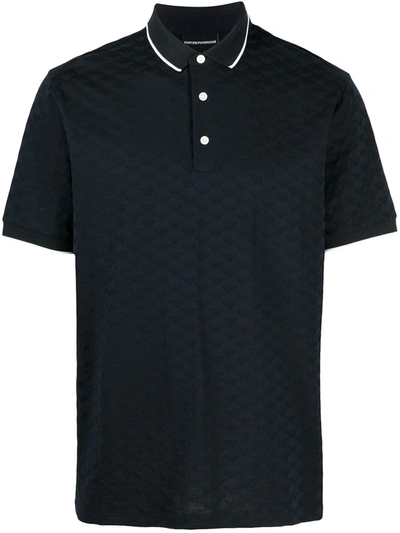 Emporio Armani Textured Knit Polo Shirt In Multi