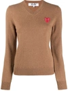 Comme Des Garçons Play Embroidered Logo Jumper In Brown
