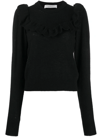 Philosophy Di Lorenzo Serafini Ruffle-knit Top In Black