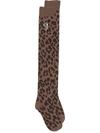 GANNI LEOPARD-PRINT LONG SOCKS